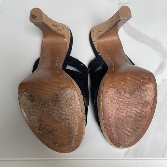 EUC Michael Kors Astor Black Suede Studded Corked Platform Slide Size 9 - Picture 3 of 9